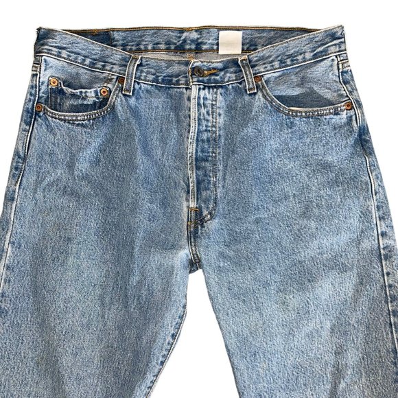 Levis 501 Mens 36 30 Button Fly Jeans Riveted Straight Leg Original Hem Denim - Picture 3 of 9